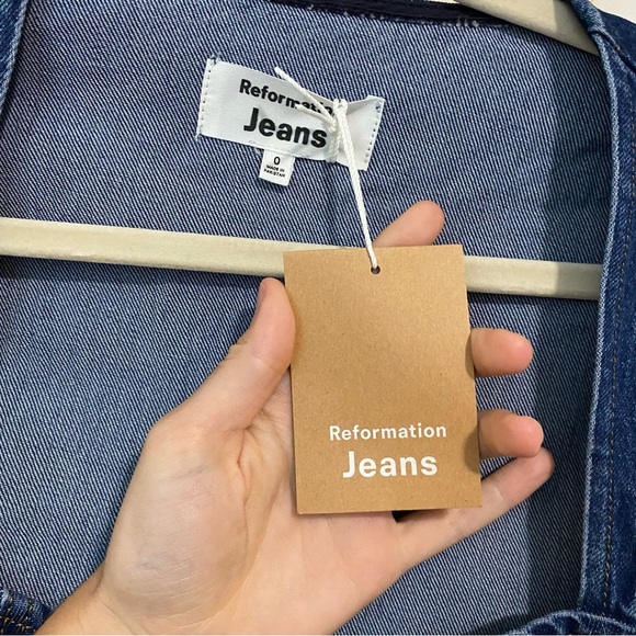 NWT Reformation Calypso Wide Leg Denim Jumpsuit size 0 - Picture 8 of 16